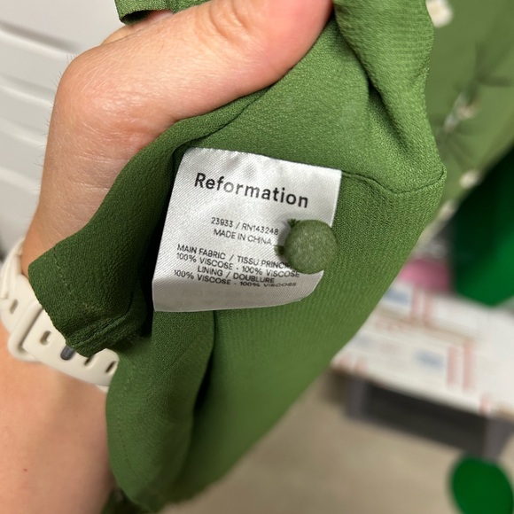 Reformation Lomita Olive Floral Long Sleeve Dress NWT - Picture 6 of 8